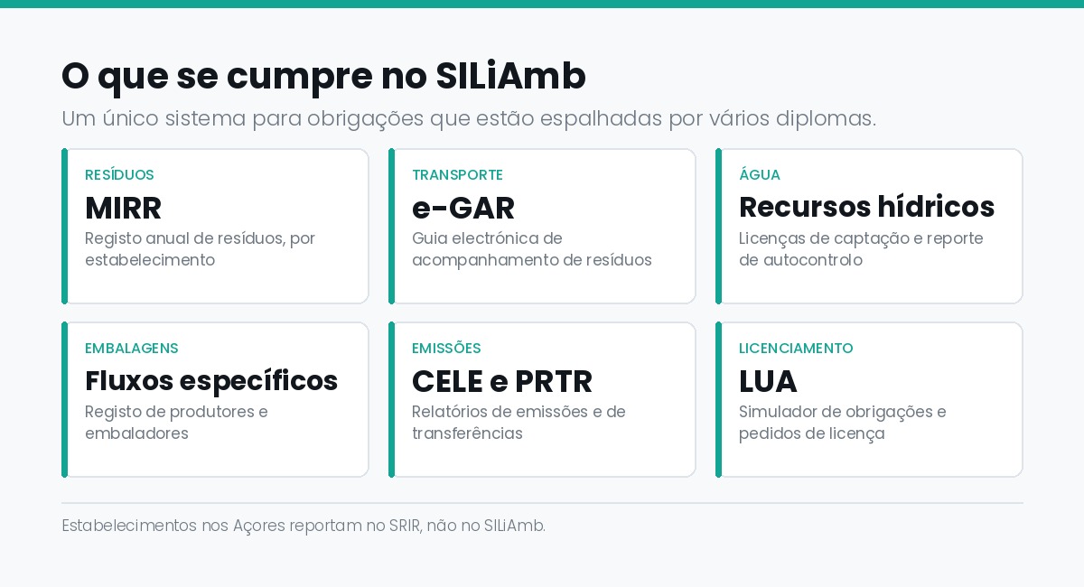 Os módulos do SILiAmb: MIRR, e-GAR, recursos hídricos, fluxos específicos, CELE, PRTR e licenciamento
